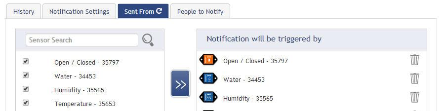 Existing Notifications - Use notifications that have already been created on your account with the selected sensor.