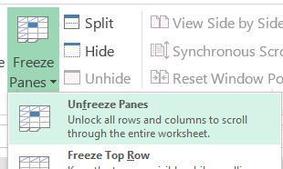 Split panes can help you compare data in different sections of your worksheet that would not be legible if you zoomed out. Click row 33. From the View tab click the Split command.