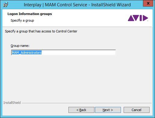 Installing MAM Control Service see Installing Test Systems on page 13. 10. Click Next. The user account information is verified and the Logon Information groups dialog opens. 11.