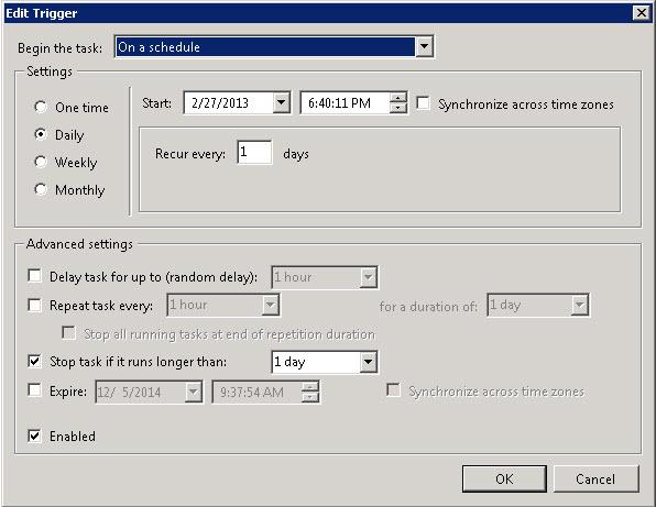 Configuring Cleanup Rules for Workflows and Processes 4. Change the trigger settings as needed. For example, you may want to change the start time or frequency of the cleanup.