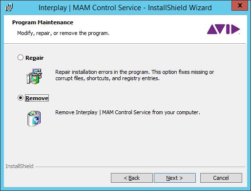 Updating MAM Control Service The Interplay MAM Control Service InstallShield Wizard opens. 3. Click Next.