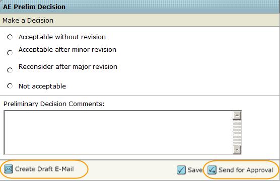 MAKE PRELIMINARY DECISION ASSOCIATE EDITOR In this example workflow the