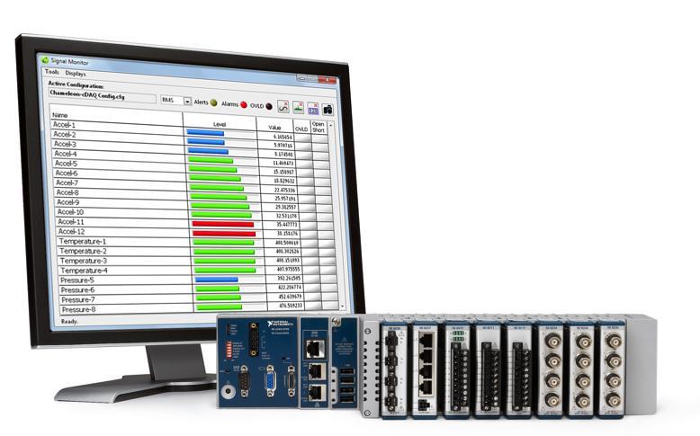 Chameleon for NI CompactDAQ by PVI Systems For Structural Test and Monitoring Applications Configuration-based software, powered by LabVIEW Acquire static and dynamic signals Measures voltage,