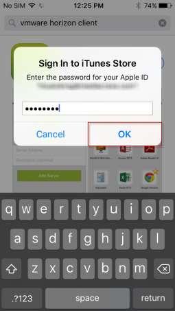 IH Anywhere for ios (iphone & ipad) Installation Internal Access Enter your Apple ID password Click OK *If you have an