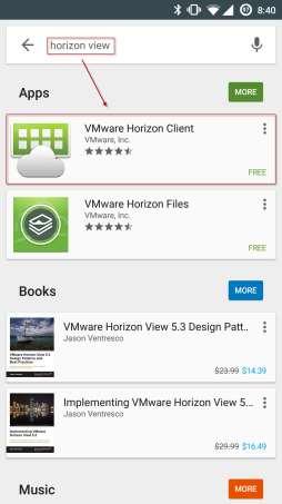 IH Anywhere for Android Installation Internal Access Once in the Play Store, search for Horizon View Once you