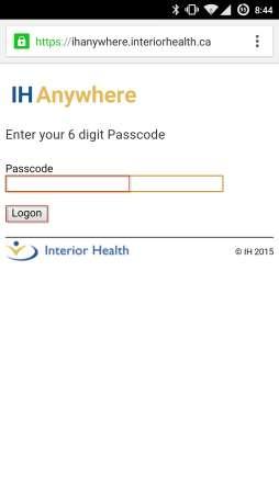 IH Anywhere for Android Installation Internal Access Enter your 6 digit