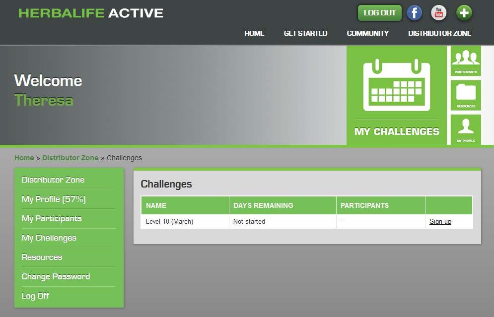 Registering for a Challenge 1. Click on My Challenges.