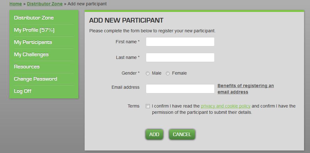 Go to My Participants. Click on the Add New Participant button.