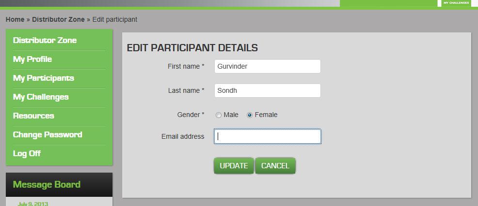 Editing participant personal details 1. Select My Participants. Select Edit next to that participant s name 1.