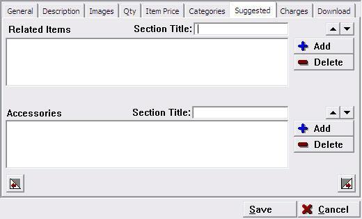 Related Items and Accessories The Section Title allows personalizing the list per item. Enter the heading that will display before the list of items.