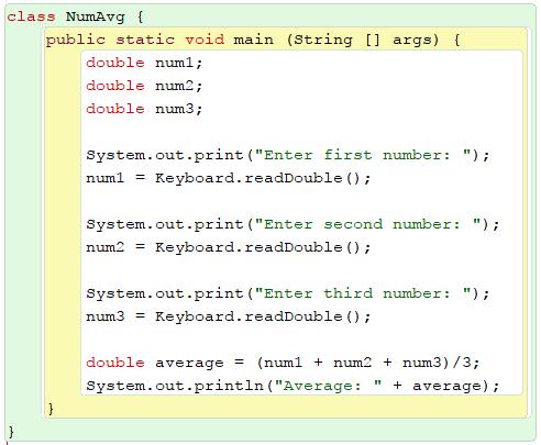 type double and output their average.