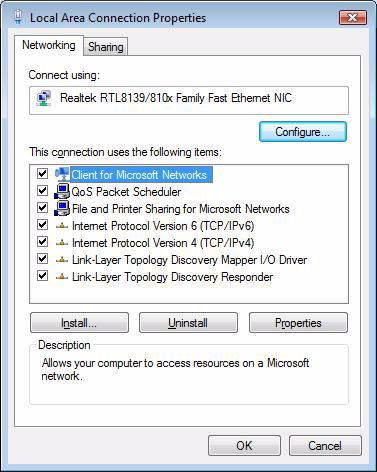 dynadock This will open the Local Area Connection Properties window for you to configure the network settings as required according to your network environment.