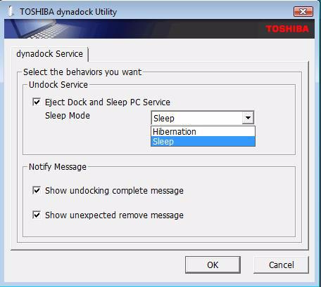 Disconnecting the dynadock Setting Sleep Service Sleep service allows users to decide whether to use the Eject