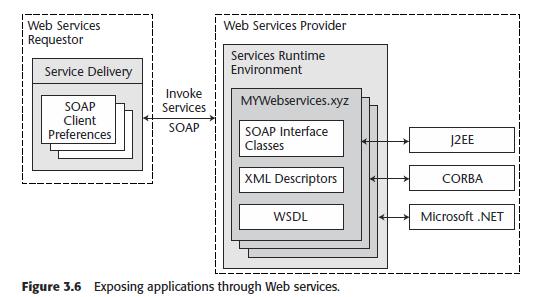The Web services container/runtime environment provider generally provides the tools required for creating SOAP-based services interfaces from existing applications and generating WSDL-based service