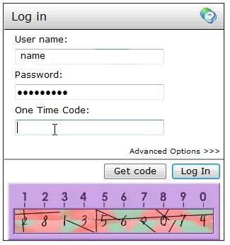 112.8 Testing Navigate to the Citrix Web interface login page. The customisation is visible in the addition of a One Time Code field and a Get Code button.