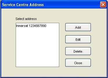 a. Click on Manage service centre address. The Service Centre Address dialog box displays, as shown below: b. Click on one of the following, as required.