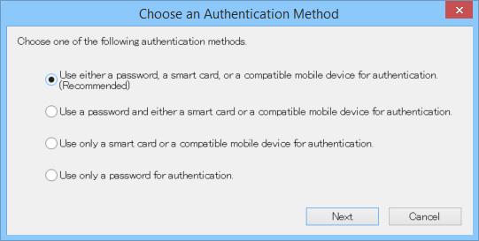 4 Change the new authentication method. Follow the procedure from step 4 of the "Configuring Authentication Settings" section above.