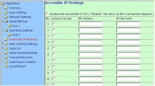 Web Console Configuration Destination IP address 1/