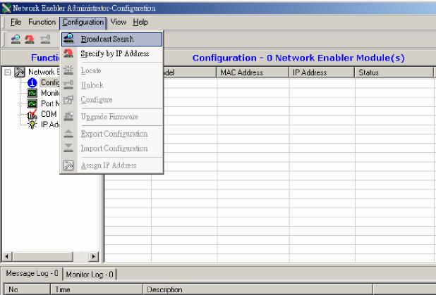 Network Enabler Administrator Configuration Functions Configuration functions are where module parameters may be viewed and changed.