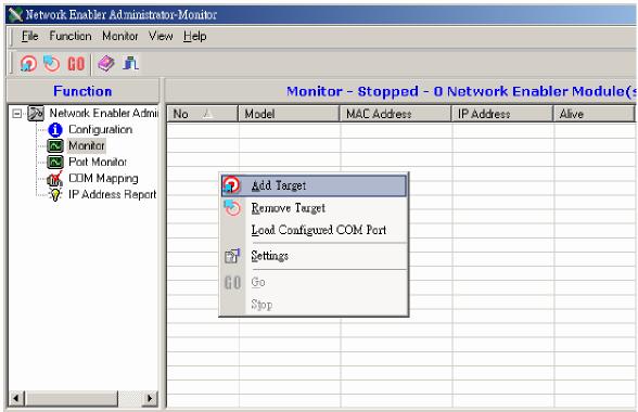 Network Enabler Administrator Monitor Functions Monitor functions allow the monitoring of the selected module s connection and other basic settings over the network.