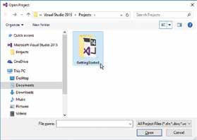 Reopening projects Use these steps to reopen a saved Visual Basic project: 1 Click File, Open, Project/Solution on the menu bar to launch the Open Project dialog 2 In the Open Project dialog,
