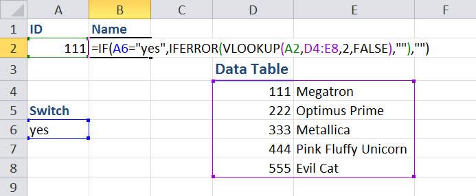 This is one formula that contains three functions, the IF function, the IFERROR function, and the VLOOKUP function.