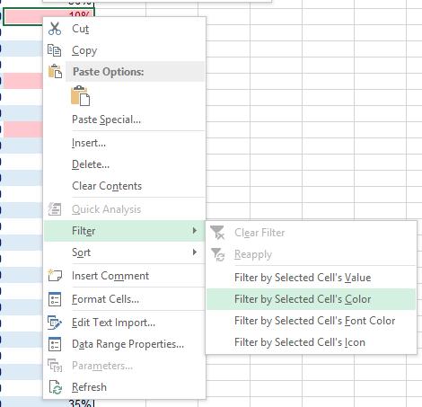 rows. To do this just right-click on a cell with the conditional
