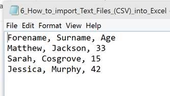 How to import Text Files (CSV) into Excel Download the Excel files for this tutorial (link will be in the side bar or at the bottom of the page) Text files in CSV format are one of the easiest ways