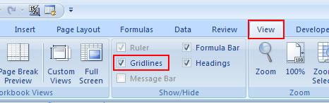 Remove Gridlines in Excel 2007 and Later (There is no Excel file to download for this tutorial.) In Excel 2007 and later you can quickly remove the gridlines that appear within the Excel worksheet.