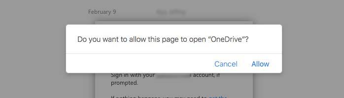 Depending on the browser used, you will see a similar dialog box open, click Allow to continue. The example shown is using Safari.