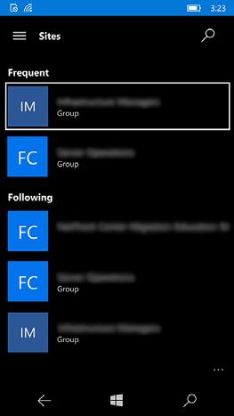 Displayed is a list of all the Office 365 Groups of which you are a member.