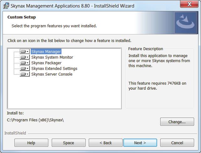 4 If you selected Custom, change the installation parameters: To change how the application is installed, click the icon next to the