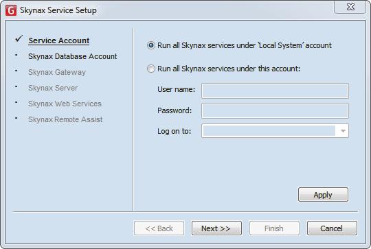 1 In the system tray, right-click one of the services icons and select Configure.