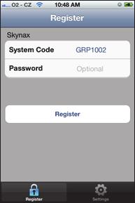 7 Type a System Code and, if necessary type a Password. For help, see About System Codes for Windows Mobile on page 60. 8 Tap Register.