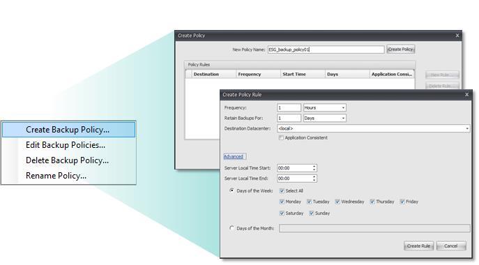Lab Validation: HPE SimpliVity Hyperconverged Infrastructure 15 policy by clicking on New Rule in the dialog box.