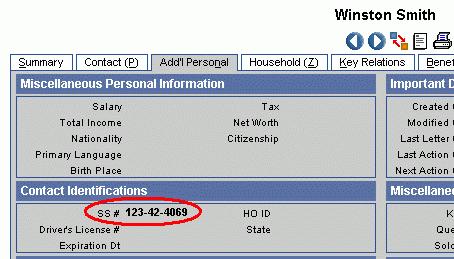 Click the Additional Personal tab for the appropriate contact record. 4. Ensure that the contact record has the correct social security number in the SS # field.