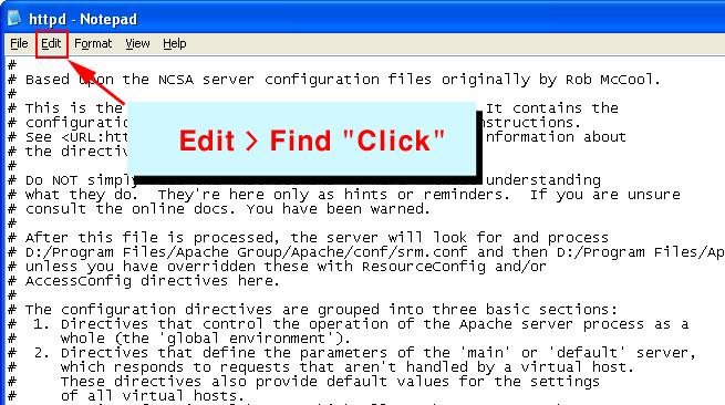 Configure Apache Server Edit the Apache Http conf
