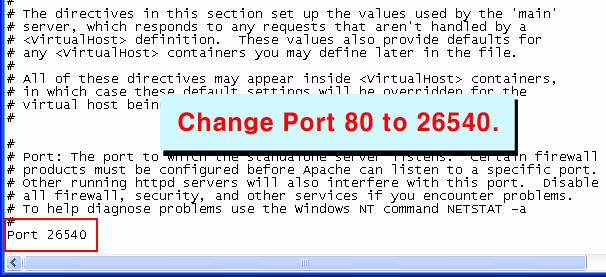 Change Port 80 to Port 26540 and save Notepad. 14.
