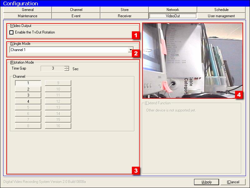 9) VideoOut 1 : Setting Output CH number through TV-Out (Option) 2 :
