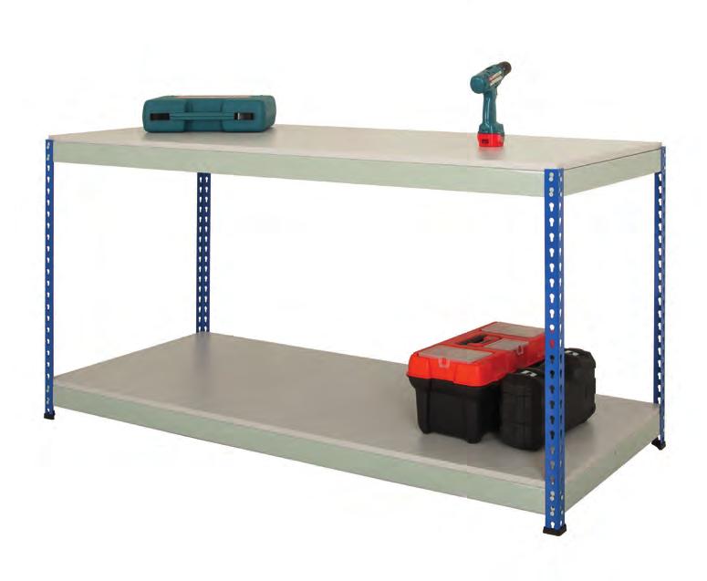 RIVET WORKBENCH Best for Workshop, Storeroom or Warehouse up to 400kg UDL/shelf A cost effective solution to your busy packing and assembly areas Full Undershelf Workbench Full undershelf Workbench