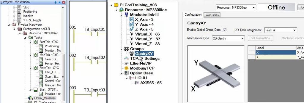 Requirements Class Project PLCo4_Training Group configured for 2DGantry Triangular Path Program