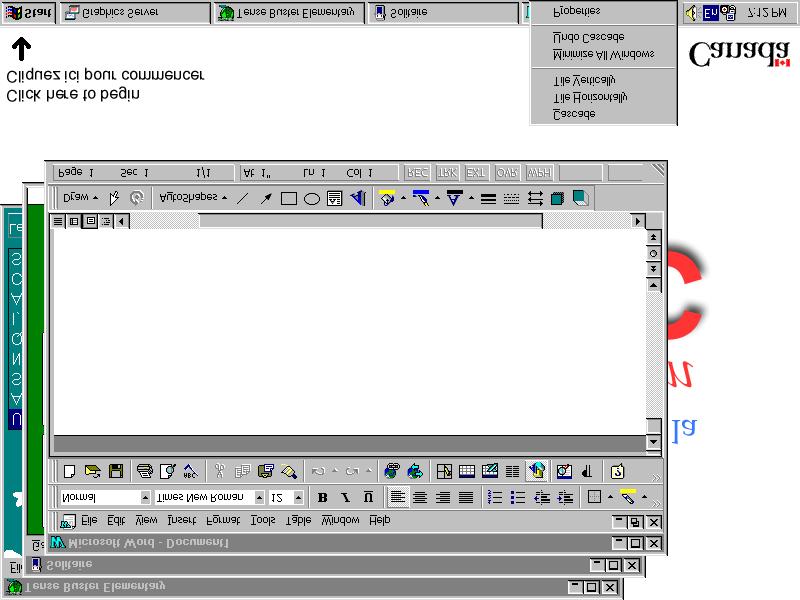 2 WINDOWS 95 LINC TWO TASKBAR The taskbar provides you with information about all the windows you have open. Each open window appears on the taskbar as a button.