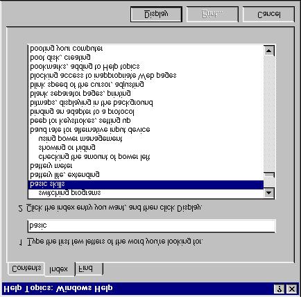 2 WINDOWS 95 LINC TWO HELP MENU Clicking Start Help on the taskbar opens Windows on-line help system.