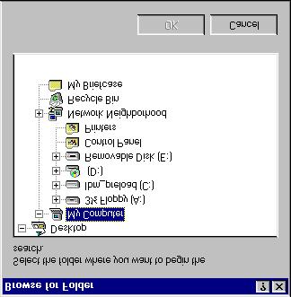 WINDOWS 95 5 If you want to narrow the search area, you can choose Browse and then double-click a specific folder in the Browse for Folder dialog box.