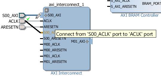 Step 3: Creating External Connections 10. Click and drag the cursor from the S00_ACLK pin to the ACLK port as shown in Figure 15.