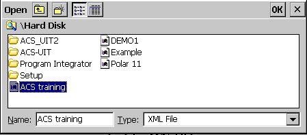 Locate the XML file in the flash drive and tap on the OK button. Figure 26 Selecting an XML file Click OK to overwrite the current database installed on the UIT2. 5.