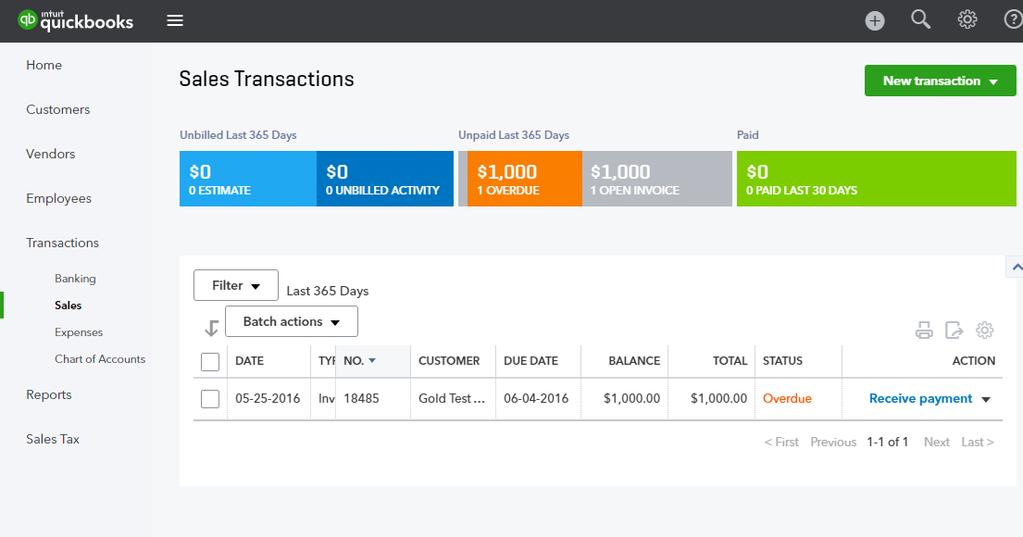 Validating a Batch Invoices To verify invoices in QuickBooks Online, navigate to Home > Transactions > Sales.