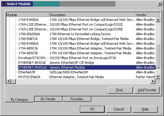 .. Adding a New Module to an RSLogix 5000 Project Expand the Communications listing by