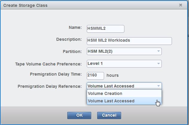 TS7720T Time-delayed Premigration Storage Class Attribute Premigration Delay Time 0~65535 in hour (0 implies no delay)