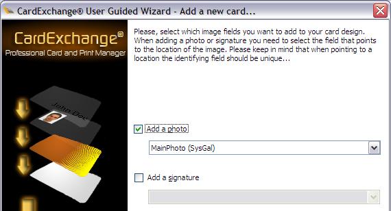ADD A PHOTO / SIGNATURE TO THE BADGE (OPTIONAL) SG Badging w/ Card Exchange Inside Quick Guide check the Add a Photo if desired and select MainPhoto NOTE: you can leave this unchecked if you are not